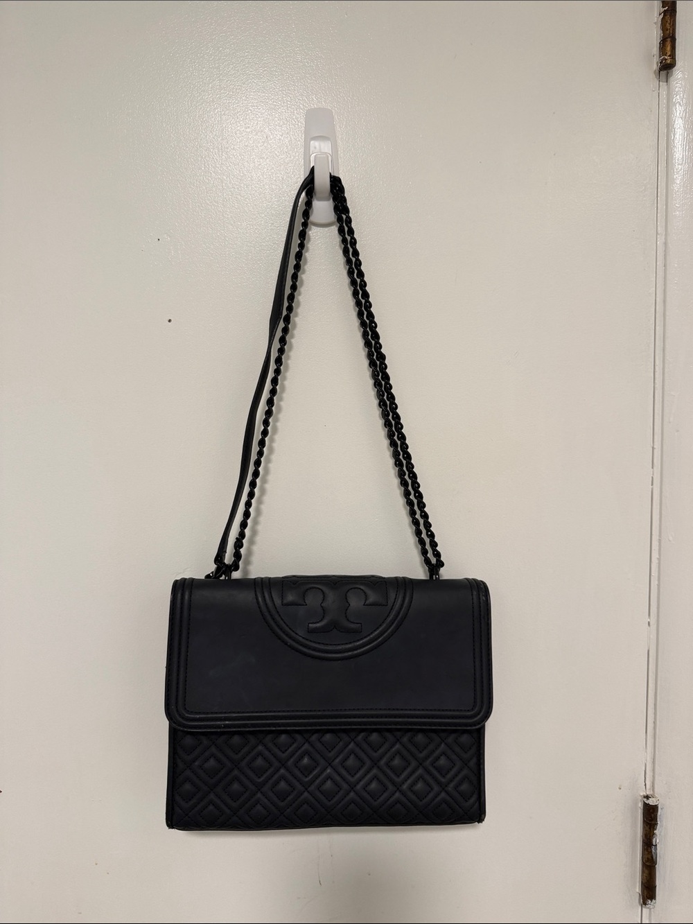 Tory Burch Black Quilted Shoulder Bag with Chain Strap